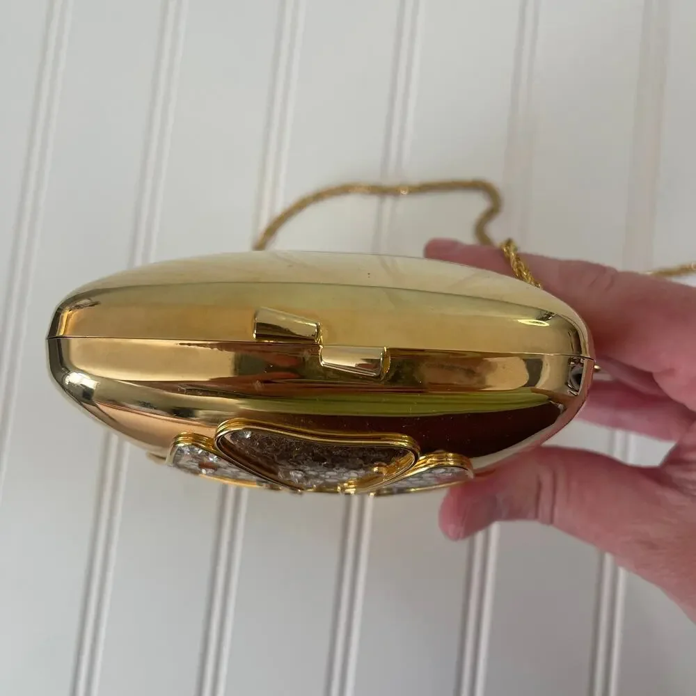 Vintage Miriam Marshall Designer Art‎ Deco Purse Gold Flower Gems READ